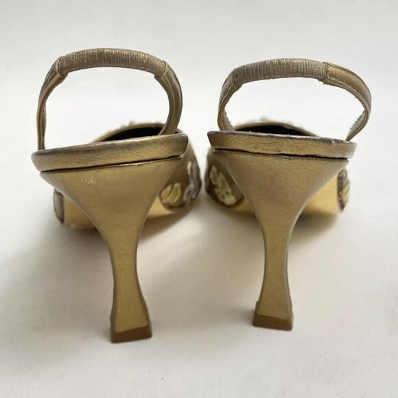 Rene Caovilla Metallic Floral Heels - Picture 4 of 6